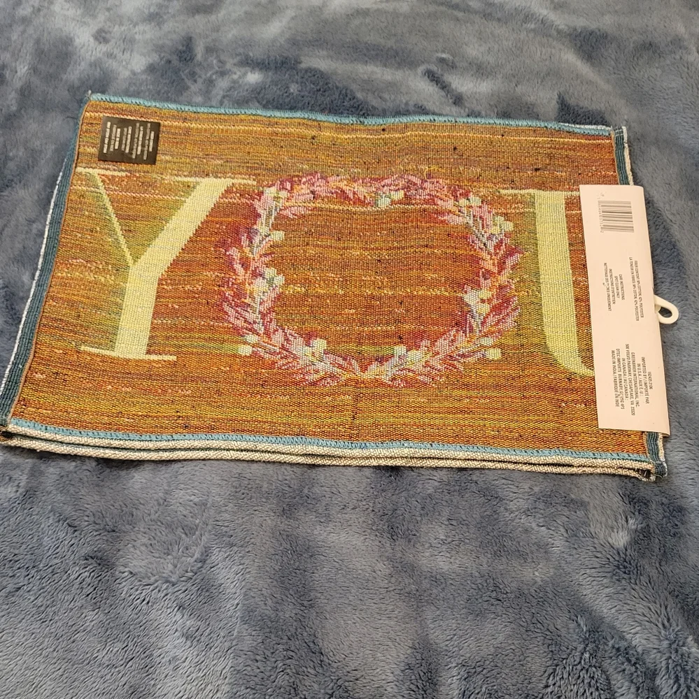 2 JOY Christmas Holiday Tapestry Placemats